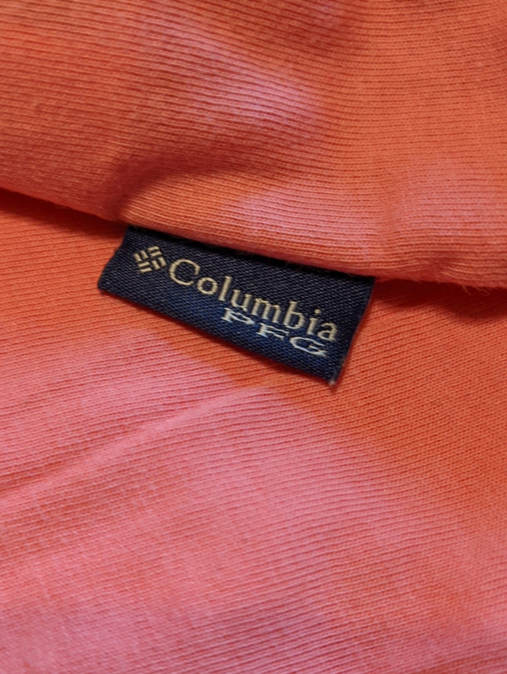 Columbia PFG Women's Peachy-Pink Tee With Blue & White Gingham Pocket Size L - Picture 3 of 9